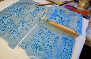 Batik Art on silk, Marina's Muses, inspired by artist's paintings, by Marina Elphick, handmade from finest hand dyed silks and cottons.