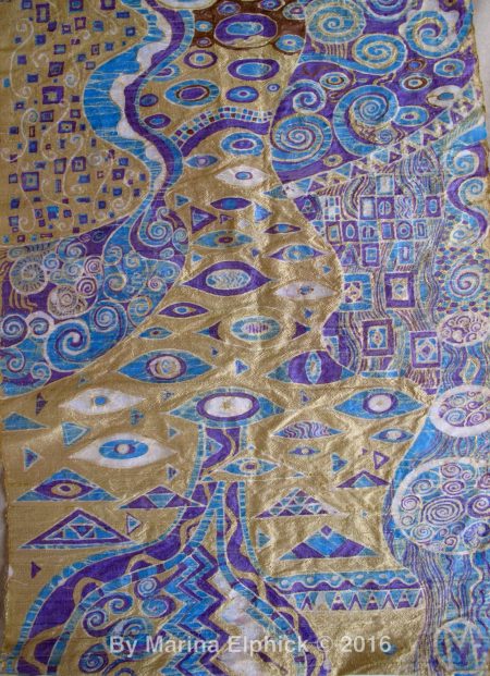 Batik Art on silk by Marina Elphick, Marina's Muses, art muses inspired by artist's paintings, handmade from finest hand dyed silks and cottons.