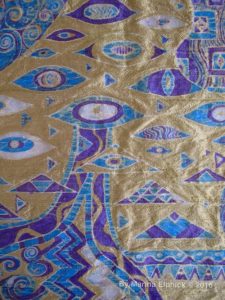 Batik Art on silk by Marina Elphick, Marina's Muses, art-dolls inspired by artist's paintings, handmade from finest hand dyed silks and cottons.