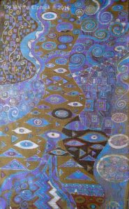 Batik Art on silk by Marina Elphick, Marina's Muses, art-dolls inspired by artist's paintings, handmade from finest hand dyed silks and cottons.