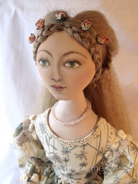 Marina's muses, individually hand made creations. Marina's muses are inspired by artists models, individually hand made using fine cotton lawns and silks.Art Muses, art-dolls inspired by artist's paintings, by Marina Elphick.
