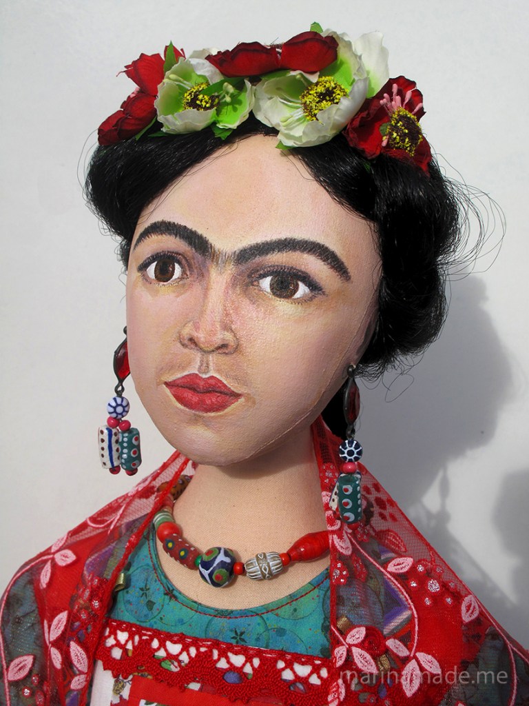 Frida art muse, Self portraits, Handmade by Marina Elphick using vintage, hand dyed and Liberty cottons.