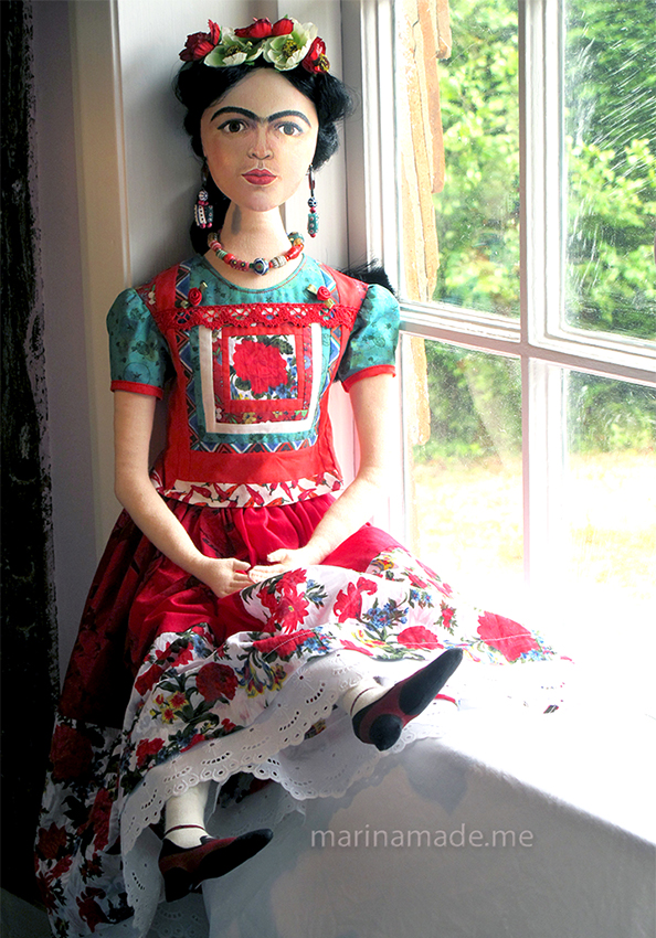 Frida Kahlo art muse by Marina Elphick. Handmade using vintage, hand dyed and Liberty cottons.