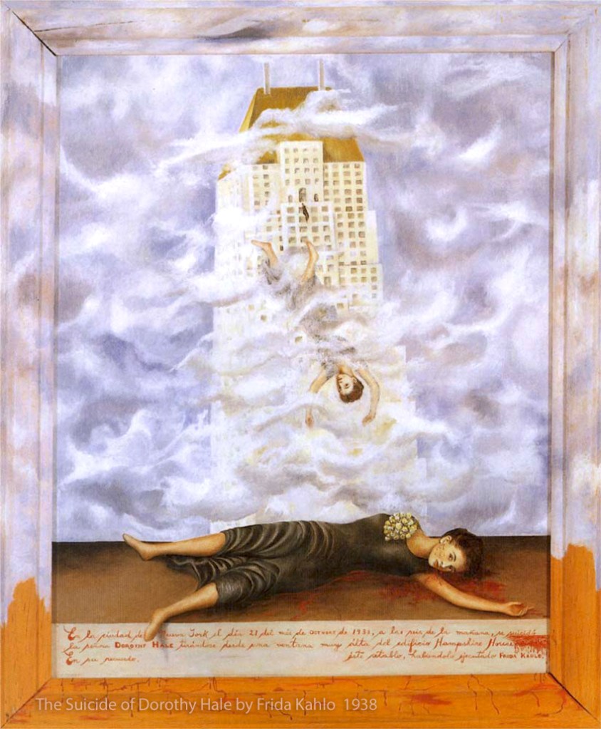 The Suicide of Dorothy Hale, Frida Kahlo 1938.