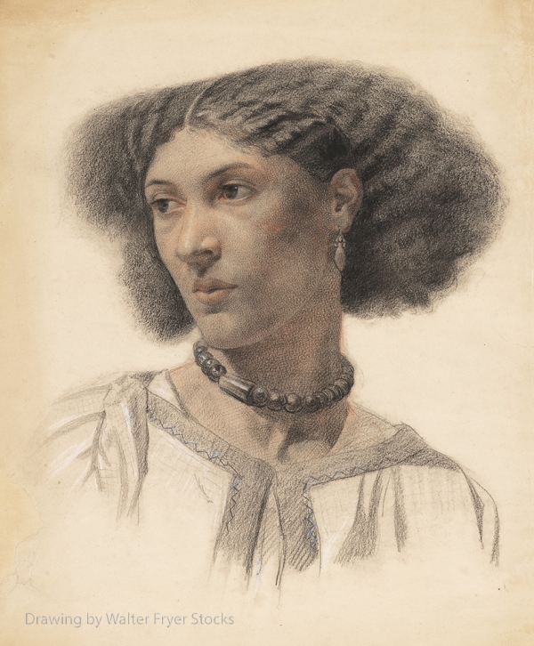 Drawing of Fanny Eaton by young artist Walter Fryer Stocks.