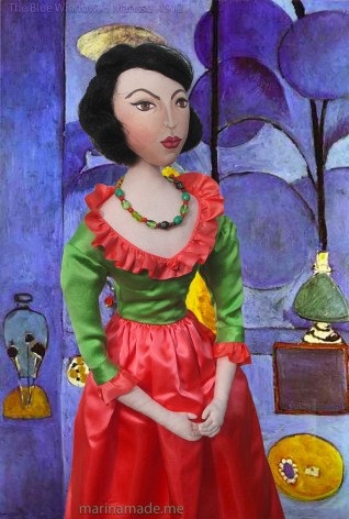 Muse standing against " The Blue Window", by Henri Matisse 1912.