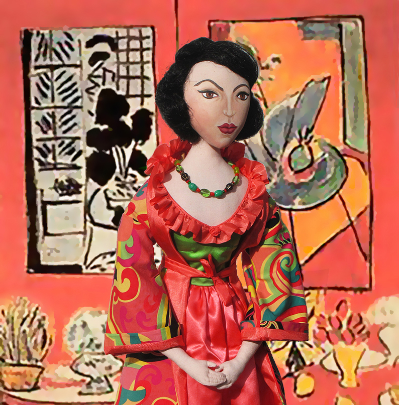 Lydia muse in front of 'Gran Interior en Rojo',by Henri Matisse. Muse by Marina Elphick.