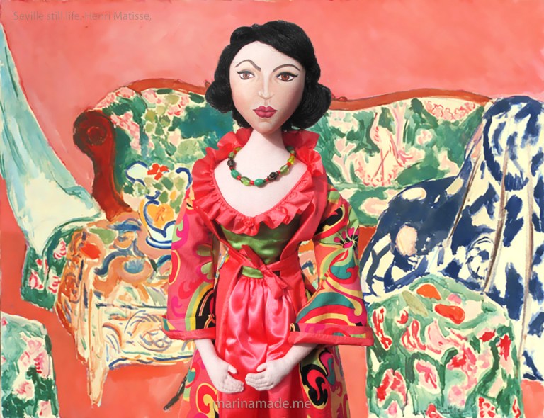 Matisse muse, made by Marina Elphick, with "The Joy of Life", a painting by Henri Matisse.