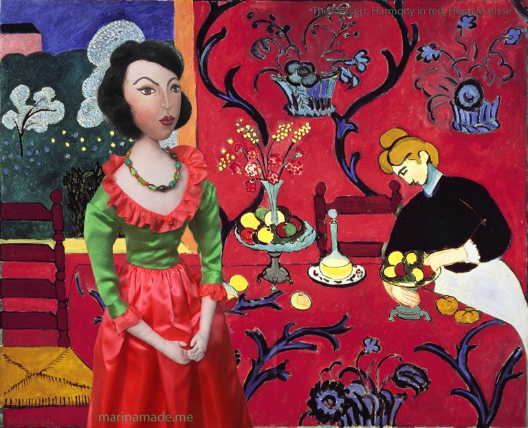 The Dessert: Harmony in Red, 1908 by Henri Matisse. My muse stands comfortably in this red room.