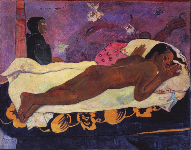The famous painting by Gauguin " Manao Tupapau", or 'Spirit of The Dead Watching'.