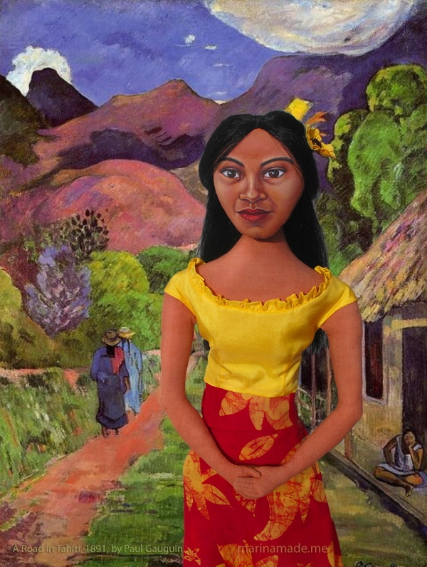 Marina's Art muse Teha'mana, on a road in Tahiti, by Paul Gauguin 1891.