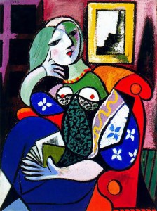 Femme avec Livre 1932, a portrait of Marie-Thérèse, by Picasso.