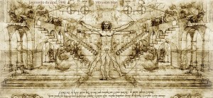 Vitruvian Man 1490, from a sketchbook by da Vinci.
