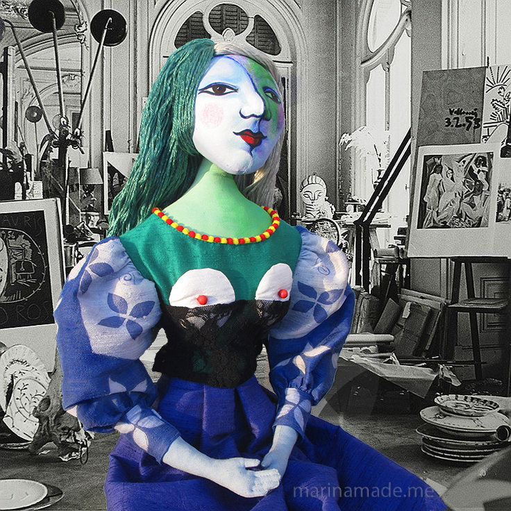 Marie-Thérèse muse in Picasso's studio. Art muses by Marina Elphick. Picasso's muse and lover, Marie-Thérèse.