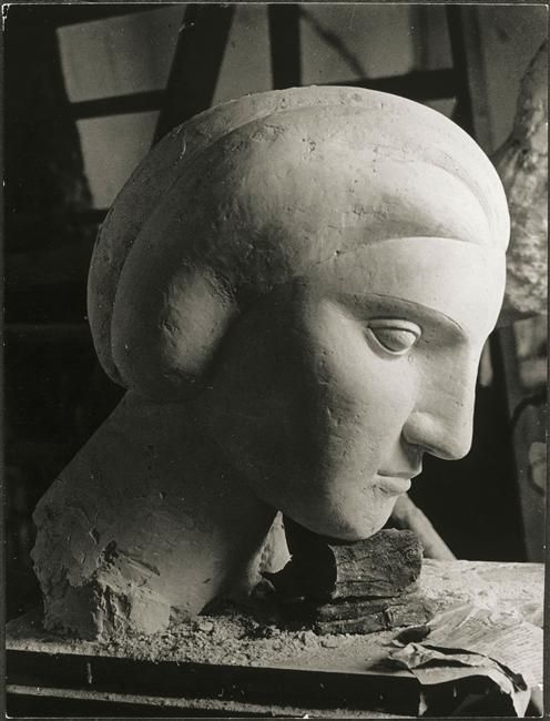 Woman's Head (Marie-Thérèse) by Pablo Picasso.Photograph taken at Picasso's sculpture workshop in Boisgeloup.
