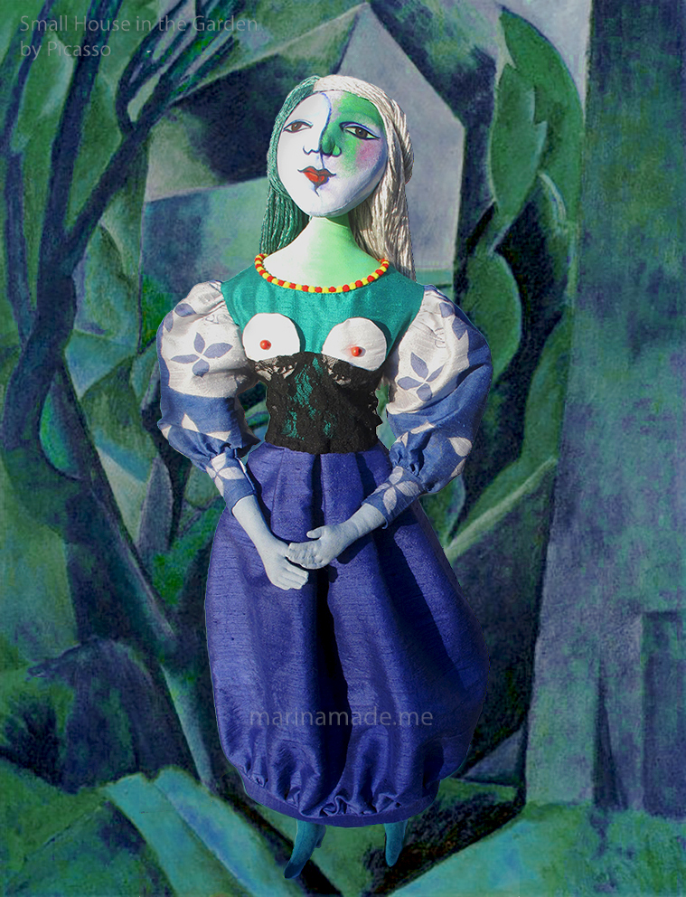 Marie-Thérèse muse with "small house in the garden", Picasso. Art muses by Marina Elphick. Picasso's muse and lover, Marie-Thérèse.