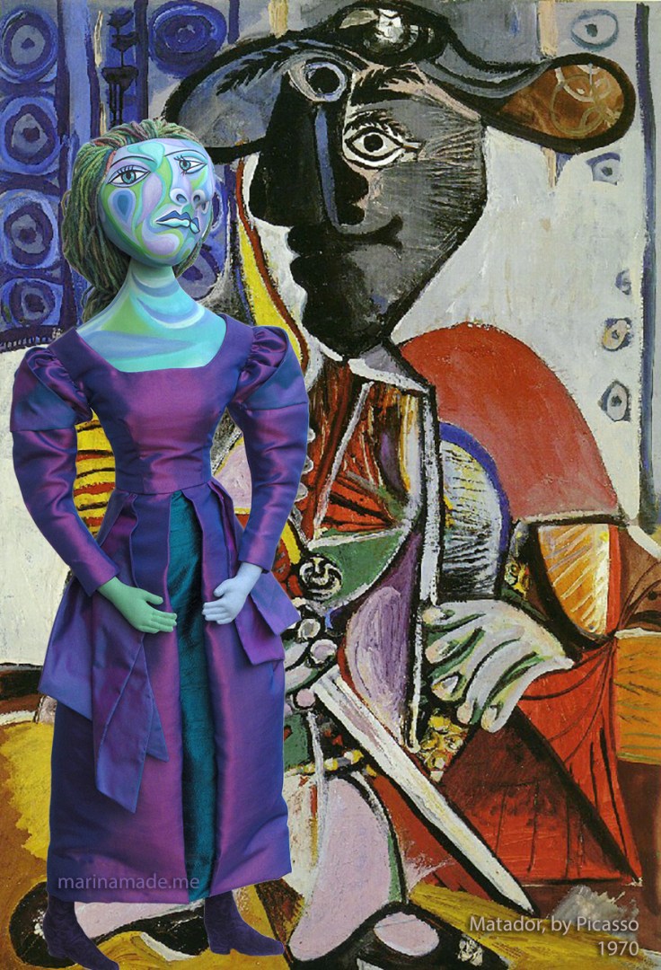 Dora Maar with Picasso's Matador. Dora Maar muse, designed and sculpted in textiles by artist, Marina Elphick.Dora Maar, Picasso's muse and lover, was a talented photographer and artist herself.
