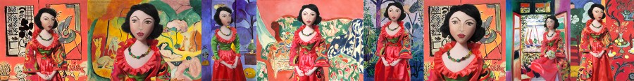 Matisse Muse made by Marina Elphick in cottons and silks. Marina sculpts her muses in textiles, each one individually inspired and made by hand.