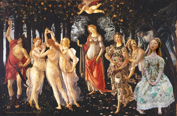 Simonetta Vespucci, Botticelli's muse is re-interpreted in soft sculpted form by Marina Elphick. Unique handmade Art muses, original art works by Marina Elphick.