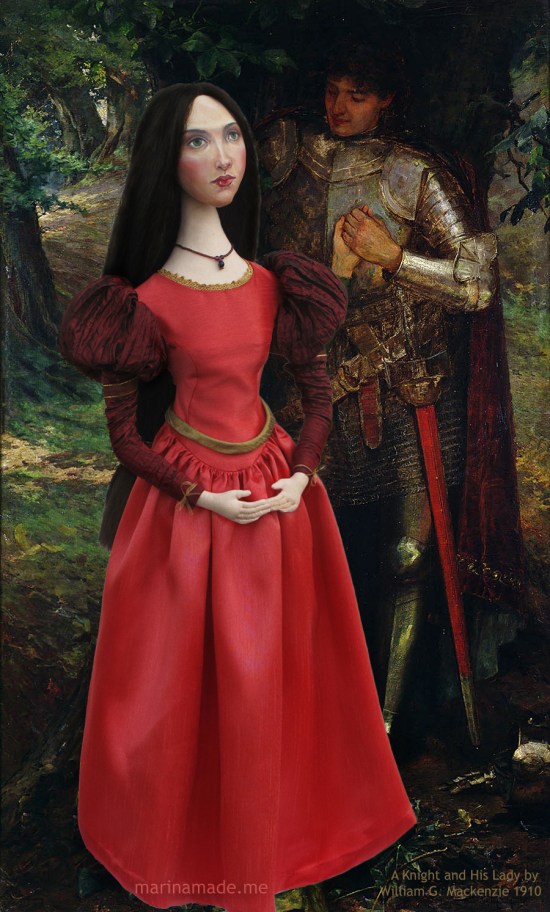 Lady of Shalott muse imagining an encounter with Sir Lancelot. Muse created by Marina Elphick for Marina's Muses. Art muse based on models of J.W.Waterhouse.