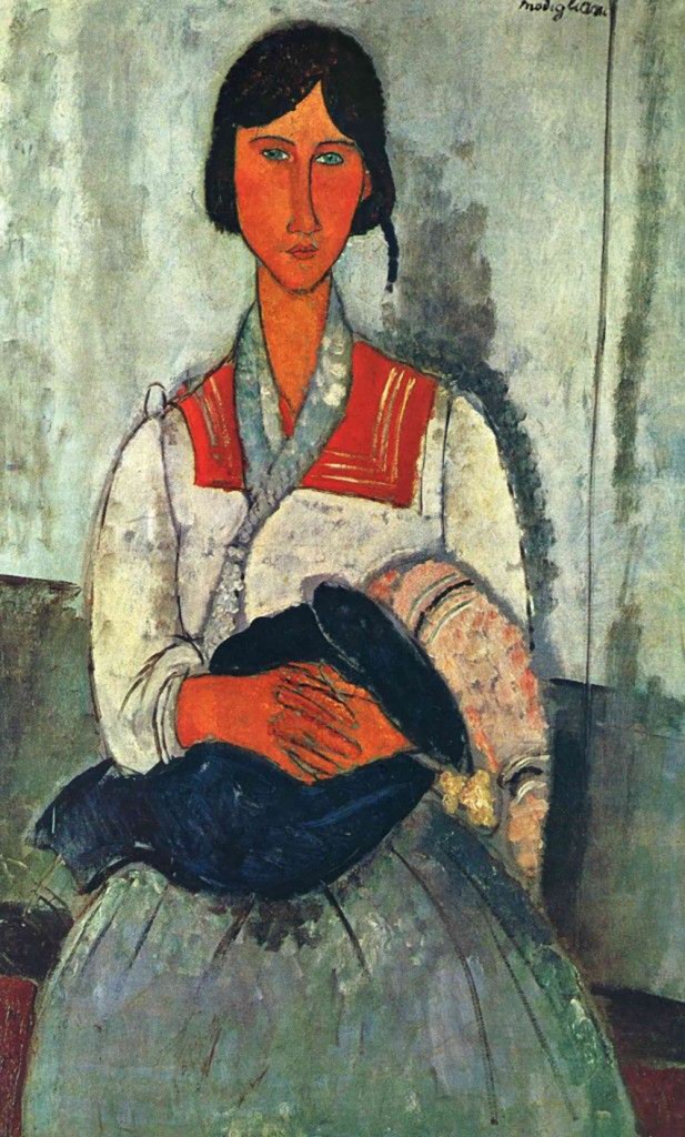 Gypsy Woman with a Baby, 1919 by Amedeo Modigliani.