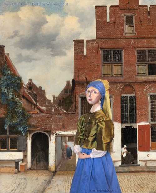 'Girl with a Pearl Earring' muse in Vermeer's painting "View Of Houses In Delft". Marina creates soft sculpted muses of the women in popular artists' lives, giving an alternative narrative to their story. Marina's muses aim to educate and inform, appealing aesthetically to art lovers and students.