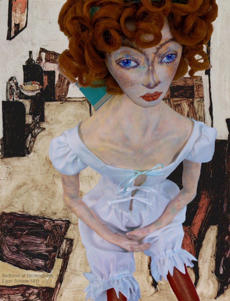 Wally Neuzil muse, inspired by her relationship with Schiele and the way he painted her. Designed, sculpted, modelled and painted by Marina Elphick