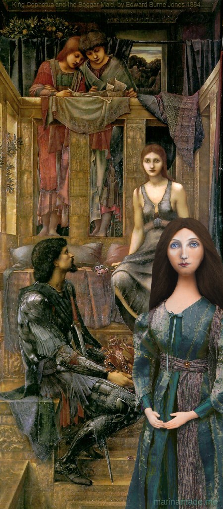 Georgiana muse with "King Cophetua and The Beggar Maid", by Edward Burne-Jones. Georgiana Burne-Jones muse designed, sculpted, modelled and painted by Marina ElphickGeorgiana Burne-Jones muse designed, sculpted, modelled and painted by Marina Elphick. Marina's muses at marinamade.me