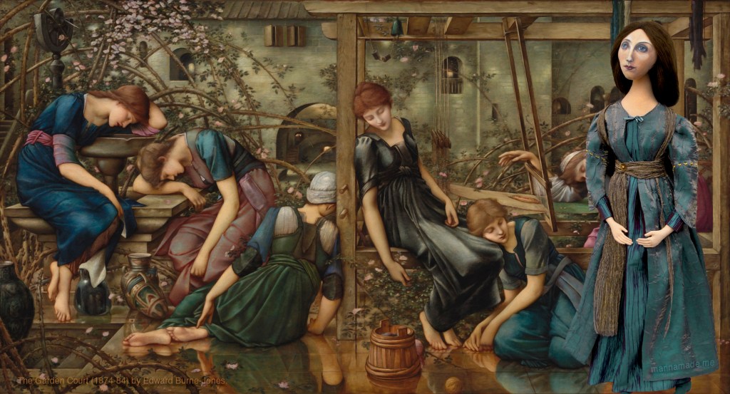 Georgiana muse in "The Garden Court", part of 'The Briar Rose' series (1874-84).Georgiana Burne-Jones muse designed, sculpted, modelled and painted by Marina Elphick.Georgiana Burne-Jones muse designed, sculpted, modelled and painted by Marina Elphick. Marina's muses at marinamade.me