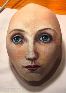 Completed painting of Georgiana Burne-Jones face. Burne-Jones muse designed, sculpted, modelled and painted by Marina Elphick. Marina's muses at marinamade.me