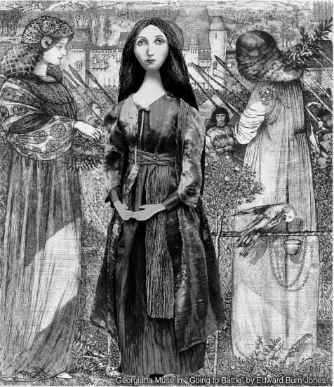 Georgiana muse set in "Going To The Battle". Georgiana Burne-Jones muse designed, sculpted, modelled and painted by Marina ElphickGeorgiana Burne-Jones muse designed, sculpted, modelled and painted by Marina Elphick. Marina's muses at marinamade.me