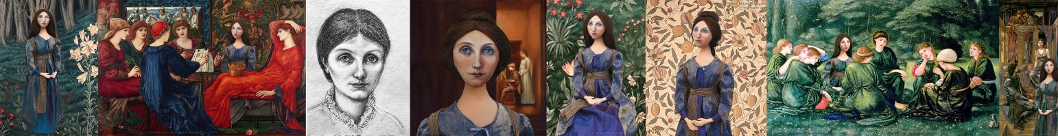 Various images of Georgiana muse set in paintings and tapestries by her husband Edward. Georgiana Burne-Jones muse designed, sculpted, modelled and painted by Marina ElphickGeorgiana Burne-Jones muse designed, sculpted, modelled and painted by Marina Elphick. Marina's muses at marinamade.me