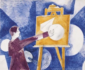 Marc Chagall, Self-Portrait with Easel, 1919. Gouache on paper.