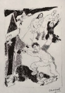 The Pogrom, 1931, pen and ink on paper, by Chagall.