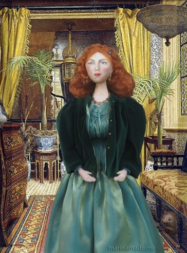 Fanny Cornforth, art muse, soft sculpted figurine.