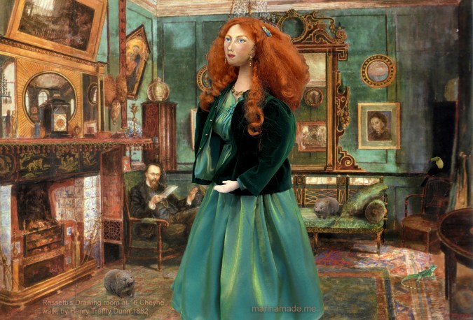 Fanny Cornforth, art muse, soft sculpted figurine.