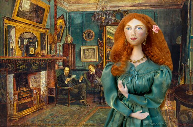 Fanny Cornforth, art muse, soft sculpted figurine.